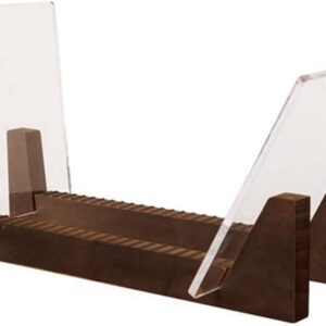 spacesea vinyl record storage holder large capacity acrylic ends display stand wooden lp vinyl album desktop rack