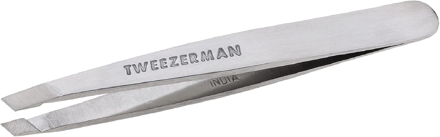 tweezerman mini slant stainless steel tweezer, silver tweezerman mini slant stainless steel tweezer, silver