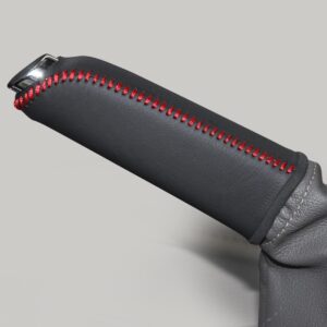 genuine leather handbrake cover for mazda 3 2014 2017 / cx3 2016 2017 / cx5 2013 2015 / 6 2014 2015 (red thread + genuine leather)