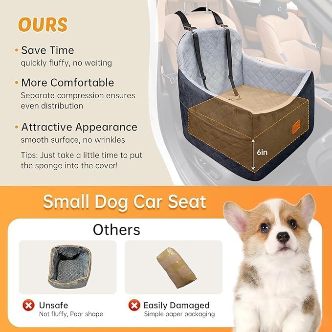 ksucte dog booster car seat for small dogs up to 30 lbs – elevated pet travel seat, safety belt, storage, blanket & tether, for front & back seats, detachable & washable (black, 47cm) ksucte dog booster car seat for small dogs up to 30 lbs – elevated pet travel seat, safety belt, storage, blanket & tether, for front & back seats, detachable & washable (black, 47cm)