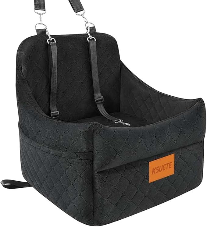 ksucte dog booster car seat for small dogs up to 30 lbs – elevated pet travel seat, safety belt, storage, blanket & tether, for front & back seats, detachable & washable (black, 47cm) ksucte dog booster car seat for small dogs up to 30 lbs – elevated pet travel seat, safety belt, storage, blanket & tether, for front & back seats, detachable & washable (black, 47cm)