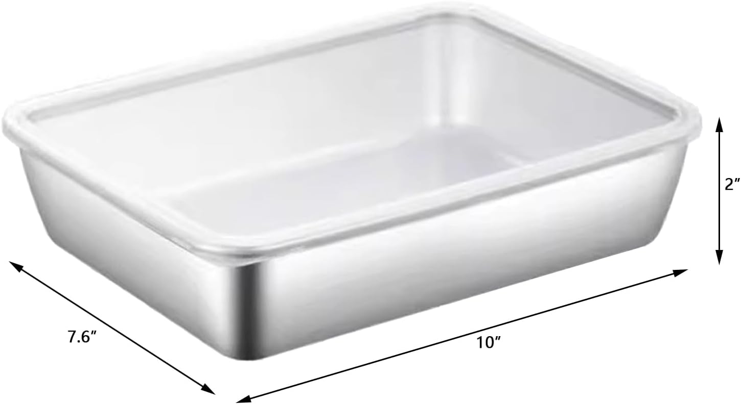 4pack large stainless steel food containers rectangle food storage box leak proof plastic lid airtight meat storage container for fridge,kitchen dishwasher safe 4pack large stainless steel food containers rectangle food storage box leak proof plastic lid airtight meat storage container for fridge,kitchen dishwasher safe