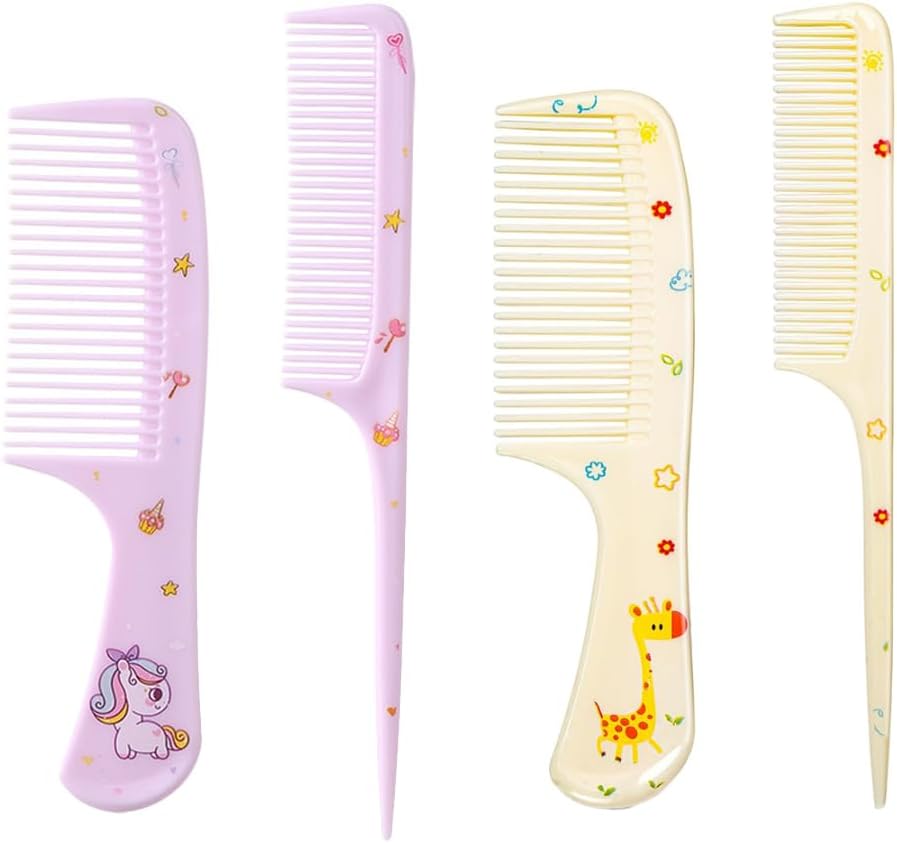 bmeigo 4pcs kids hair brush set for girls boys toddler hair combs wide tooth rat tail hair styling brushes baby comb kit for children curly straight long hair, purple + yellow bmeigo 4pcs kids hair brush set for girls boys toddler hair combs wide tooth rat tail hair styling brushes baby comb kit for children curly straight long hair, purple + yellow