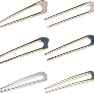 6 pieces metal u shaped hairpins, french hair pin, hair chignon pins, metal hair pin fork sticks, stick fork sticks french hair