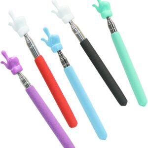 teacher pointer sticks finger, wanfoou 5 pcs telescopic teachers pointers, extendable hand pointer retractable classroom pointer telescoping finger pointer stick, for classroom presentation