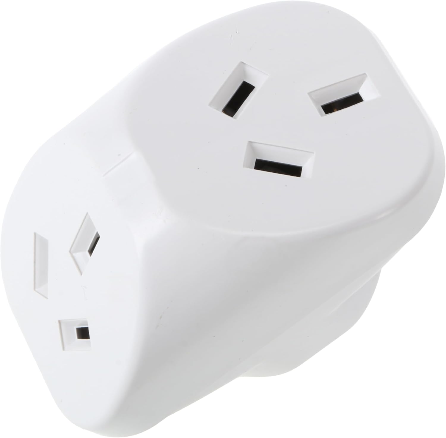sas electrical 240v 10a 2400w triangular double adaptor, white sas electrical 240v 10a 2400w triangular double adaptor, white