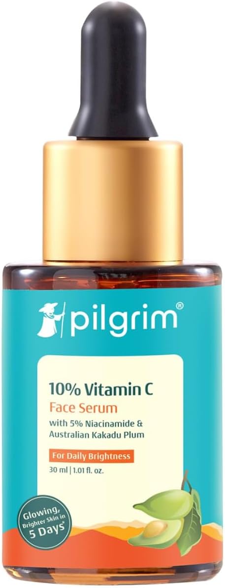 pilgrim 10% vitamin c face serum for daily brightness 30 ml | face serum for glowing skin | reduces dark spots & evens skin tone | fragrance free | for men and women | all skin types | pilgrim 10% vitamin c face serum for daily brightness 30 ml | face serum for glowing skin | reduces dark spots & evens skin tone | fragrance free | for men and women | all skin types |