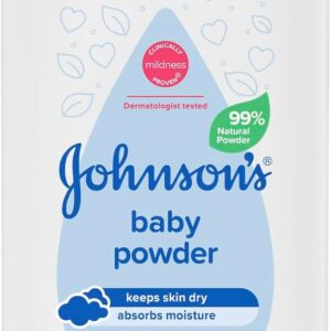 johnson’s baby pure cornstarch moisture absorbing baby powder 200g|99% natural, plant based cornstarch |keep skin dry & soft, preventing heat rash and chafing|suitable for both adults & babies