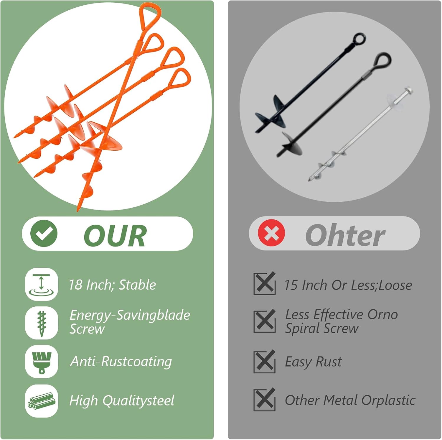 phopich 18" long ground anchor, heavy duty earth anchors 18 inch ground anchors screw in kit with t handle hex wrench for camping tent, swing sets, securing animals, sheds, trampoline(4 pcs) (orange) phopich 18" long ground anchor, heavy duty earth anchors 18 inch ground anchors screw in kit with t handle hex wrench for camping tent, swing sets, securing animals, sheds, trampoline(4 pcs) (orange)