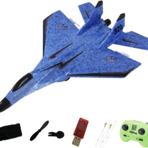 amagogo high speed 2ch remote control rc plane for beginners blue, 25x21cm