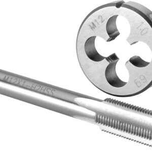 burkit m12 x 1 tap and die set, m12 x 1.0 machine thread tap and round die right hand