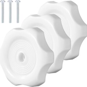 gosknor 3 pack rv window and vent knob, 1" shaft 2 1/4" diameter camper trailer window knobs rv window latch knob with screws for rv replacement parts interior hardware accessories (white)