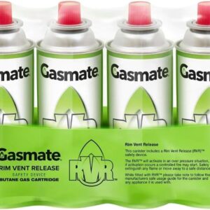 gasmate 220g rim vent safety butane gas cartridge 4 pack