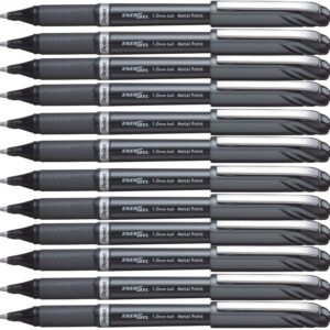 pentel energel liquid gel pen 1.0mm bold nib capped black ink, box of 12 pens (bl30 a)