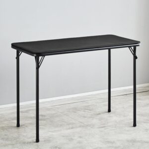 kaihaowin metal folding table, small foldable desk with vinyl top, powder coated steel legs, compact lightweight portabletable for craft/dinner/writing no assembly require