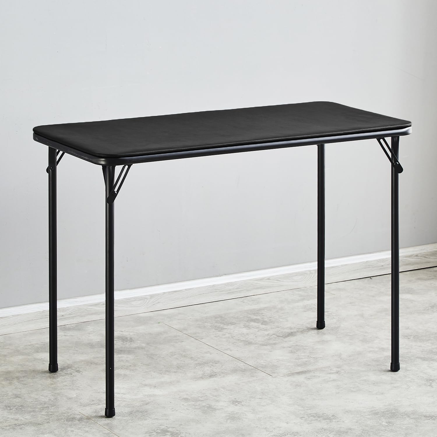 kaihaowin metal folding table, small foldable desk with vinyl top, powder coated steel legs, compact lightweight portabletable for craft/dinner/writing no assembly require kaihaowin metal folding table, small foldable desk with vinyl top, powder coated steel legs, compact lightweight portabletable for craft/dinner/writing no assembly require