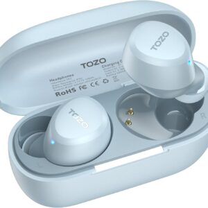 tozo new version a1 wireless earbuds bluetooth 5.3 light weight in ear ipx5 waterproof headphones 2 mic for ai calls, immersive premium sound bass headset with charging case, 32 preset eqs via app