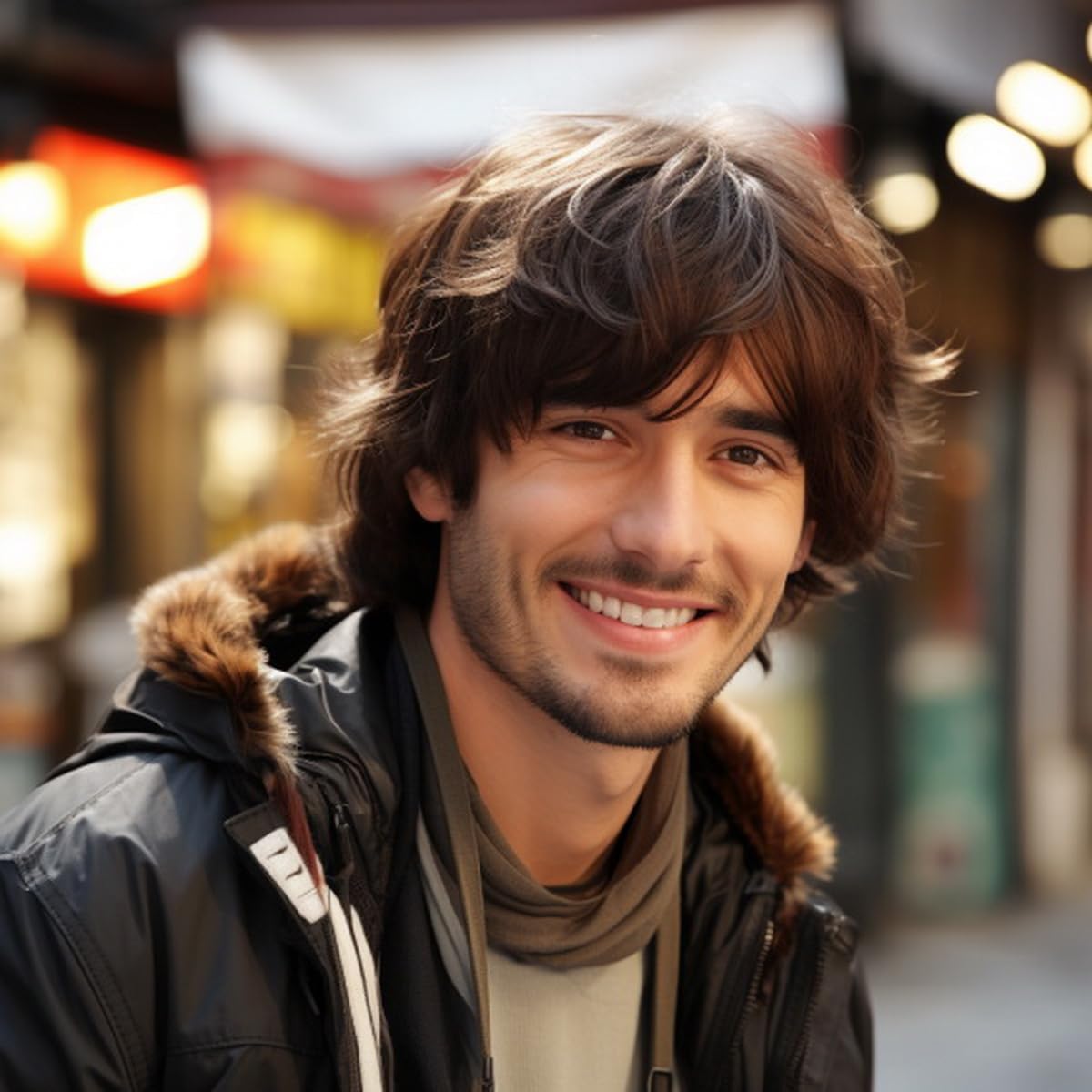 berrylion men's wig brown short natural wave synthetic with bangs for party & daily use fluffy 80s style berrylion men's wig brown short natural wave synthetic with bangs for party & daily use fluffy 80s style