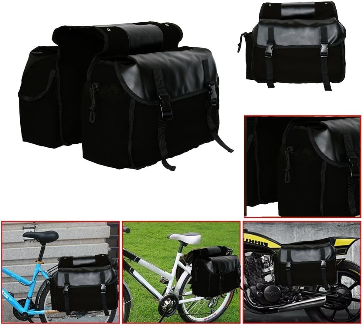 aimall upgraded bicycle rear rack bag – 12oz canvas waterproof motorcycle tail seat saddle bag with buckle closure, drawstring & air vent, 17.32x10.63x5.91in aimall upgraded bicycle rear rack bag – 12oz canvas waterproof motorcycle tail seat saddle bag with buckle closure, drawstring & air vent, 17.32x10.63x5.91in
