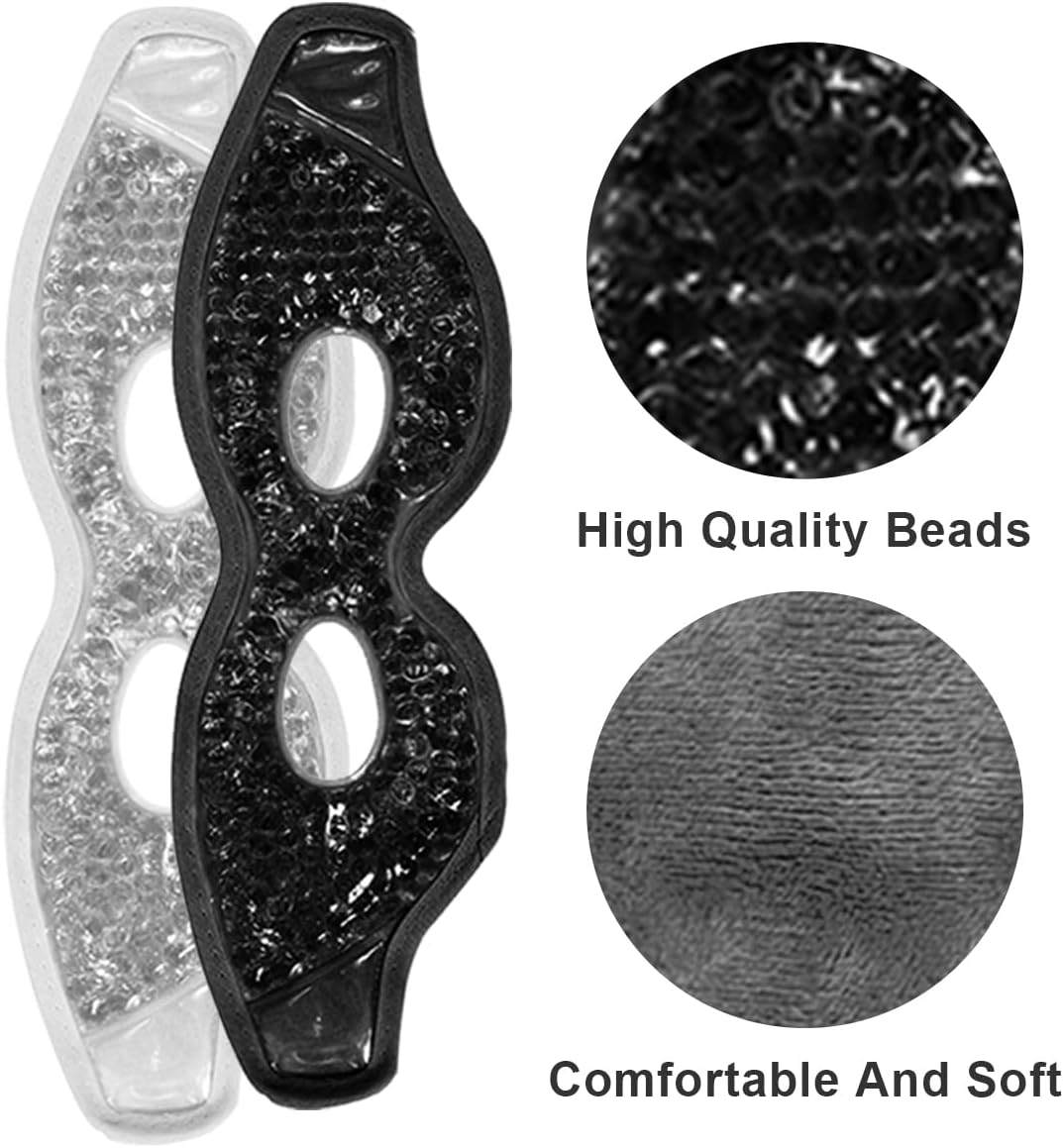 cooling gel eye mask, 2 pcs reusable gel eye pad & cool compress for puffy eye & dry eye, cold eye ice mask gel pack with plush backing for migraine, stress relief (black and gray with eye holes) cooling gel eye mask, 2 pcs reusable gel eye pad & cool compress for puffy eye & dry eye, cold eye ice mask gel pack with plush backing for migraine, stress relief (black and gray with eye holes)