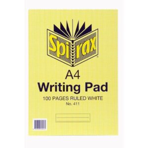 spirax 411 writing pad white ruled a4 100 page