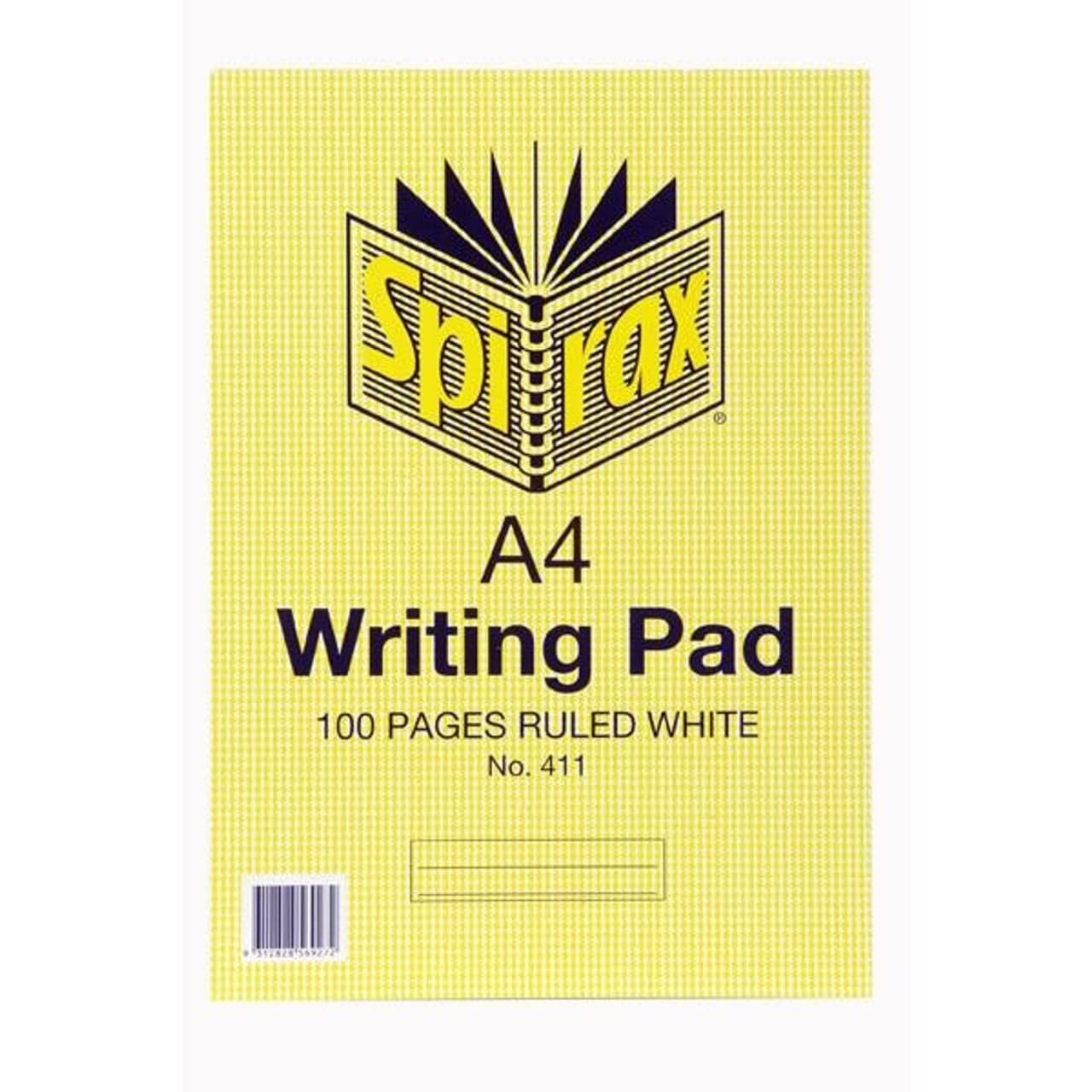 spirax 411 writing pad white ruled a4 100 page spirax 411 writing pad white ruled a4 100 page