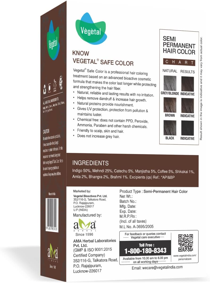 vegetal safe hair color dark brown 50gm certified organic chemical and allergy free bio natural hair color with no ammonia formula for men & women vegetal safe hair color dark brown 50gm certified organic chemical and allergy free bio natural hair color with no ammonia formula for men & women