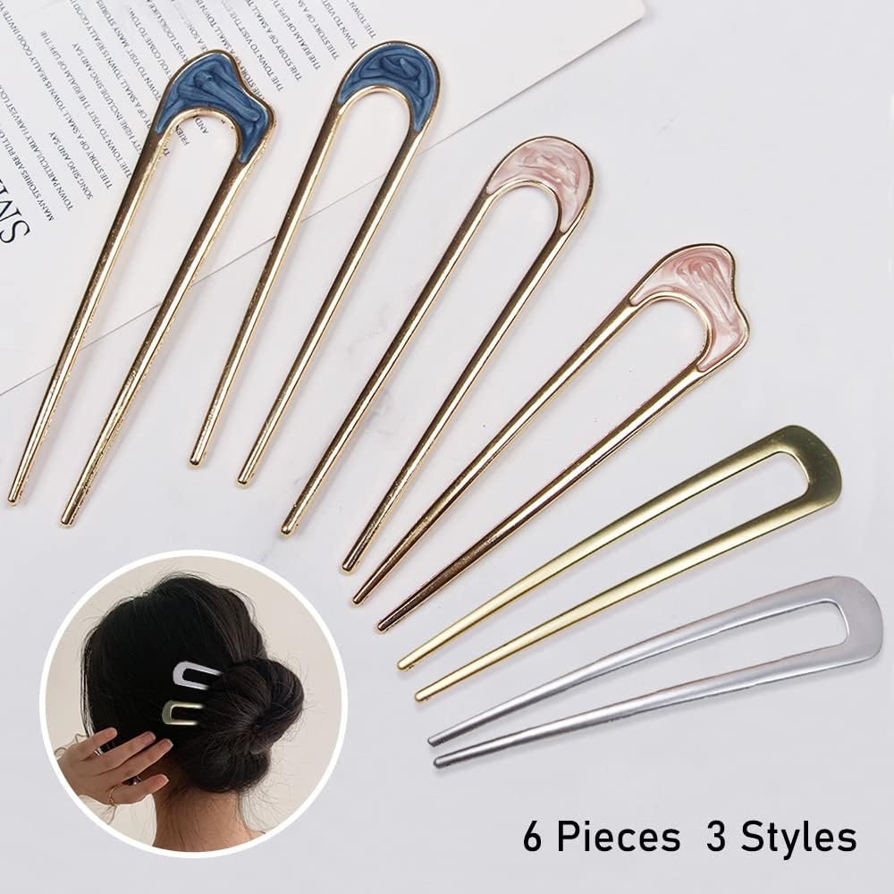 6 pieces metal u shaped hairpins, french hair pin, hair chignon pins, metal hair pin fork sticks, stick fork sticks french hair 6 pieces metal u shaped hairpins, french hair pin, hair chignon pins, metal hair pin fork sticks, stick fork sticks french hair