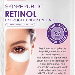 skin republic retinol under eye mask clinically proven to reduce crow’s feet and deep wrinkles. made in korea. 3 pairs of under eye masks.