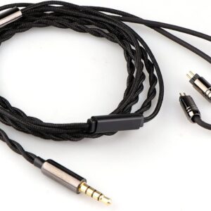linsoul tripowin zombur 4n high purity ofc oxygen free cable hifi iem cable with microphone, cotton yarn outer layer for audiophile replacement cable (with mic, 3.5, 2pin)