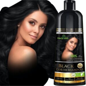 herbishh hair color shampoo for gray hair – magic hair dye shampoo – colors hair in minutes–long lasting–500 ml–3 in 1 color–ammonia free (black)