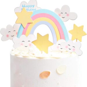 happy birthday cake topper children creative cake supplies rainbow cloud birthday cake decoration