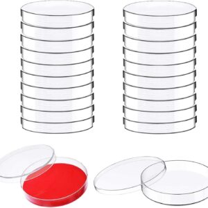 20pcs plastic petri dishes with lid agar plates, clear empty dish for school science project microorganisms cell yeast petri dishes with lid bulk suite 65mm x 15mm