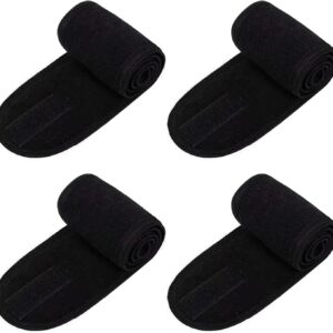 spa facial headband, 4 pcs terry cloth head wrap with magic tape, stretch towel for bath, makeup and sport