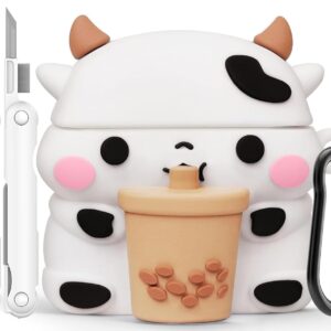 cute airpods 4 case cover with cleaner kit (cow)