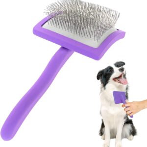 xixiturtle slicker brush for golden doodle, poodle, labradoodle & more, purple, curly hair dog grooming brush, effortlessly detangles, unisex, all ages