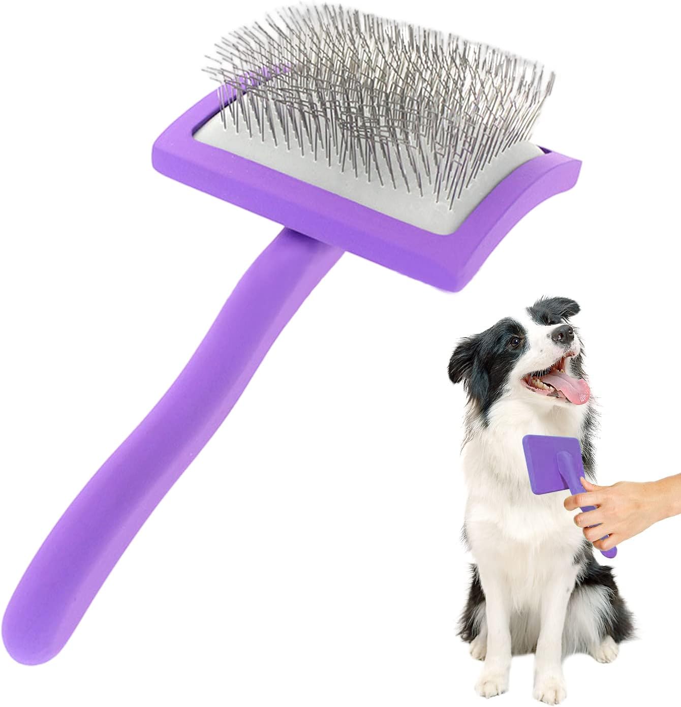 xixiturtle slicker brush for golden doodle, poodle, labradoodle & more, purple, curly hair dog grooming brush, effortlessly detangles, unisex, all ages xixiturtle slicker brush for golden doodle, poodle, labradoodle & more, purple, curly hair dog grooming brush, effortlessly detangles, unisex, all ages