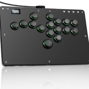 sehawei haute42 arcade stick r16 all button arcade controller 16keys for pc/ps3/ps4/switch/steam,fight stick for fighting games with custom rgb & turbo functions & hot swap black