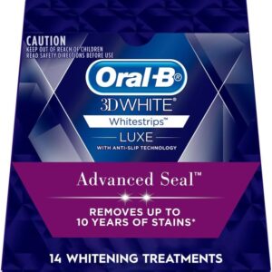 oral b 3dwhite luxe whitestrips advance seal, 14 whitening treatments