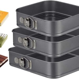 springform pan set, 9.5/10/11inch square cake pans, nonstick bakeware springform, leakproof cake pans with removable bottom for baking, cheesecake pan (square, 9.5/10/11 inch)