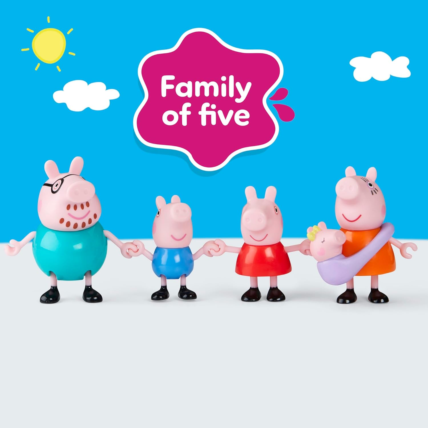 peppa pig peppa's family of five with baby evie, poseable figures hold hands, preschool toys for girls and boys 3 and up peppa pig peppa's family of five with baby evie, poseable figures hold hands, preschool toys for girls and boys 3 and up