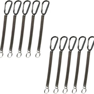 nanaborn coiled lanyard spring coil cord keychain for fishing rod tool retractable tether with carabiner clip (10pcs)