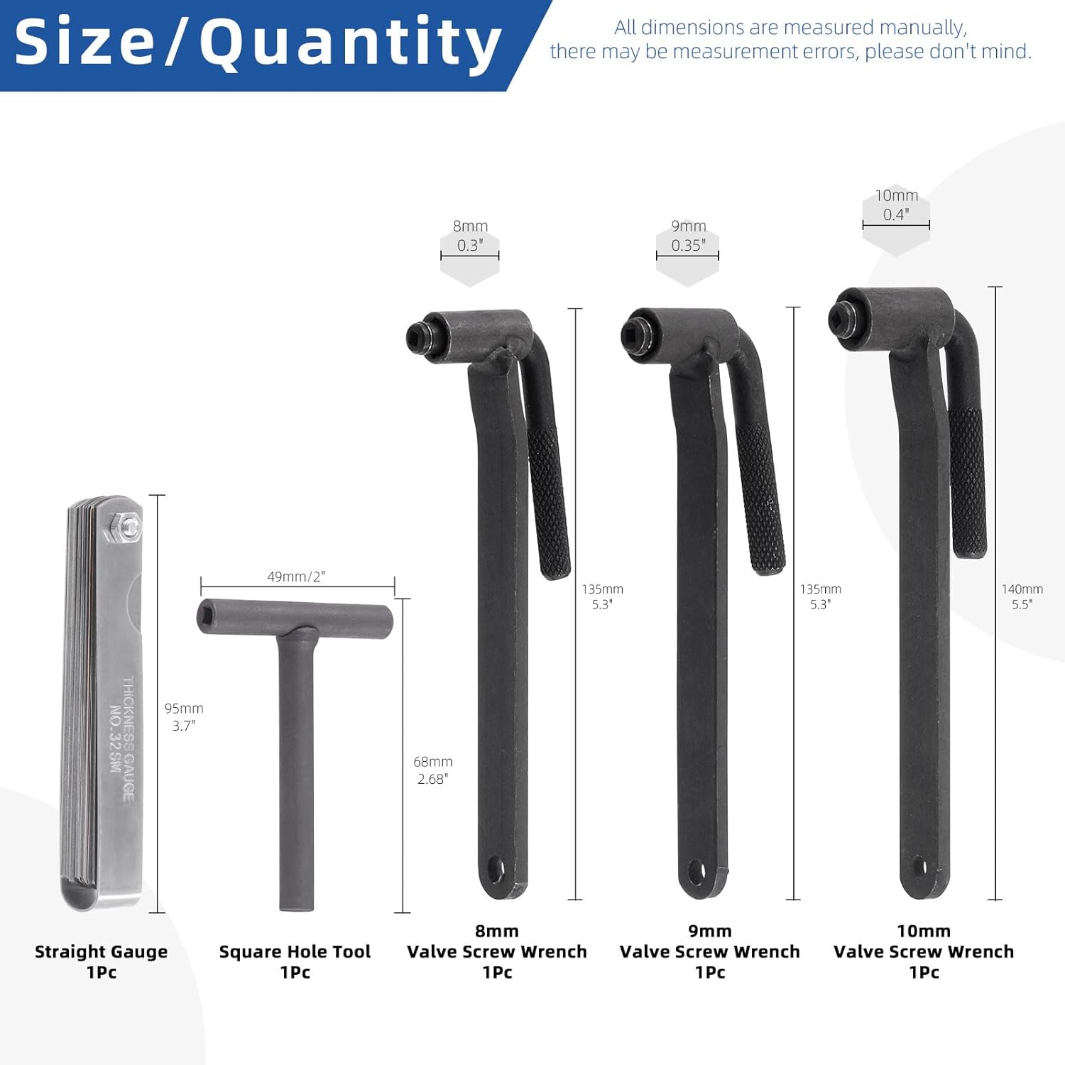 glarks 5pcs motorcycle engine valve screw adjustment tool kit, 3pcs 8mm 9mm 10mm engine valve screw spanner engine valve screw wrench and straight feeler gauge for motor engine valve screw glarks 5pcs motorcycle engine valve screw adjustment tool kit, 3pcs 8mm 9mm 10mm engine valve screw spanner engine valve screw wrench and straight feeler gauge for motor engine valve screw