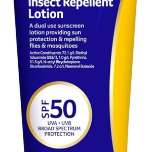 cancer council repel sunscreen spf50+ 110ml daily sunscreen with uva uvb protection water resistant sunburn prevention, insect repellent