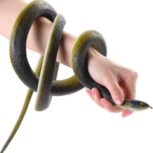 53” large rubber snake super realistic, fake snake looks so real, snake toy thick, great for pranks, halloween party decoration, garden props deter squirrels, bunnies, birds wirrabilla