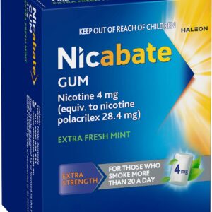nicabate extra strength extra fresh mint 4mg nicotine gum (pack of 100)