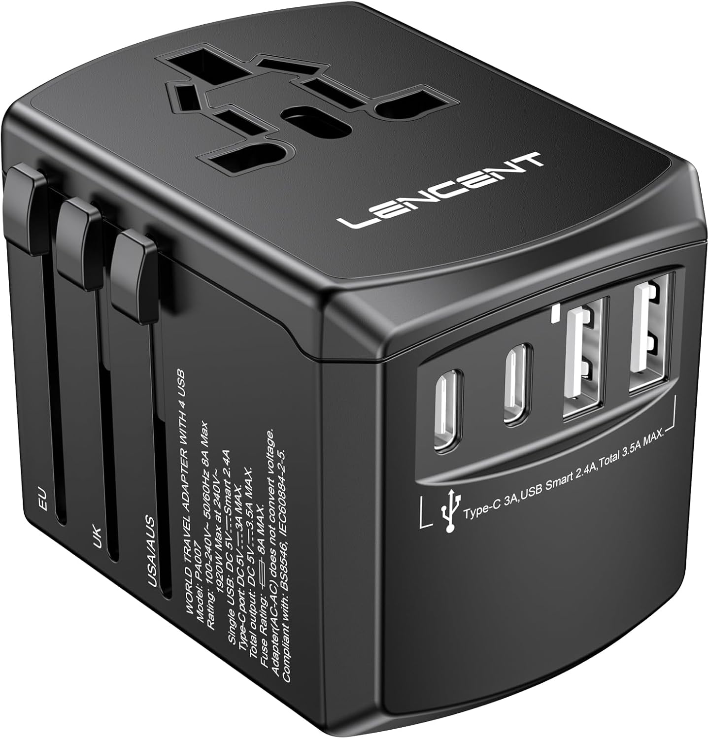 lencent universal travel adapter, international charger with 2 usb ports and type c pd fast charging adaptor for iphone, tablet, gopro. for over 200 countries type a/c/g/i (usa, japan, uk, eu, aus) lencent universal travel adapter, international charger with 2 usb ports and type c pd fast charging adaptor for iphone, tablet, gopro. for over 200 countries type a/c/g/i (usa, japan, uk, eu, aus)