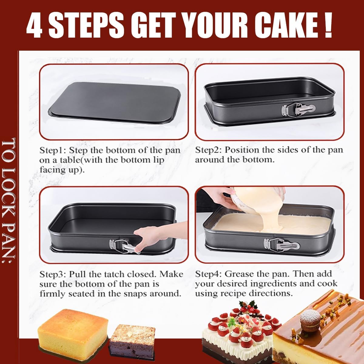 springform pan set, 9.5/10/11inch square cake pans, nonstick bakeware springform, leakproof cake pans with removable bottom for baking, cheesecake pan (square, 9.5/10/11 inch) springform pan set, 9.5/10/11inch square cake pans, nonstick bakeware springform, leakproof cake pans with removable bottom for baking, cheesecake pan (square, 9.5/10/11 inch)