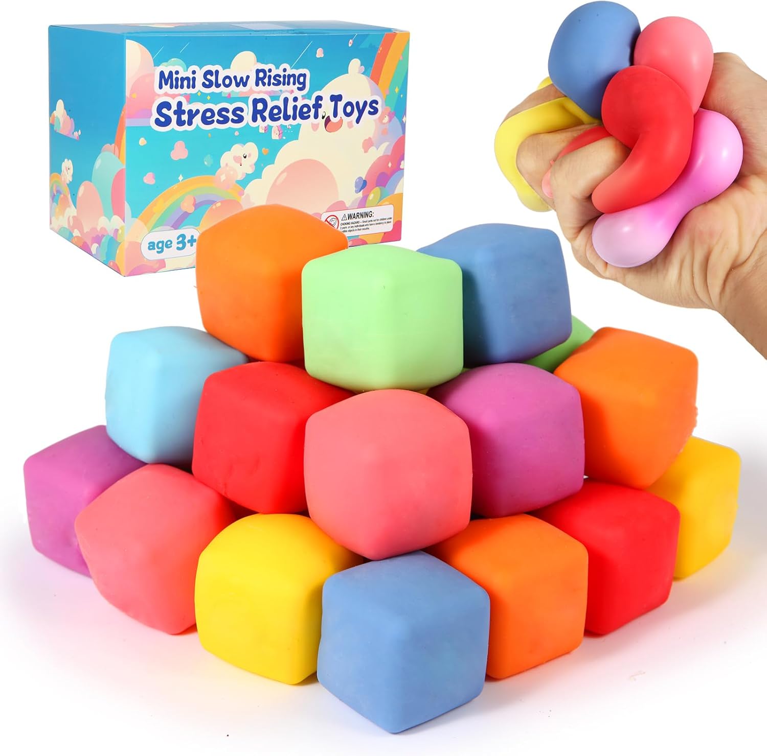 24 pack slow rising stress cube , dough stress balls soft fidget squishy toys for anxiety relief, pull stretch classroom prize party favors toys for kids 24 pack slow rising stress cube , dough stress balls soft fidget squishy toys for anxiety relief, pull stretch classroom prize party favors toys for kids