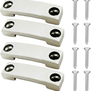 (4 pack) 316 stainless steel bimini top strap pad eye footman's loop ss 316 heavy duty for boat,kayak,camper,truck tie downs,etc accommodating 1 inch (25mm) wide strap through.
